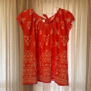 Lauren Conrad White & Pink Flower Print. XXL Top